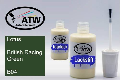 Lotus, British Racing Green, B04: 20ml Lackstift + 20ml Klarlack - Set, von ATW Autoteile West.